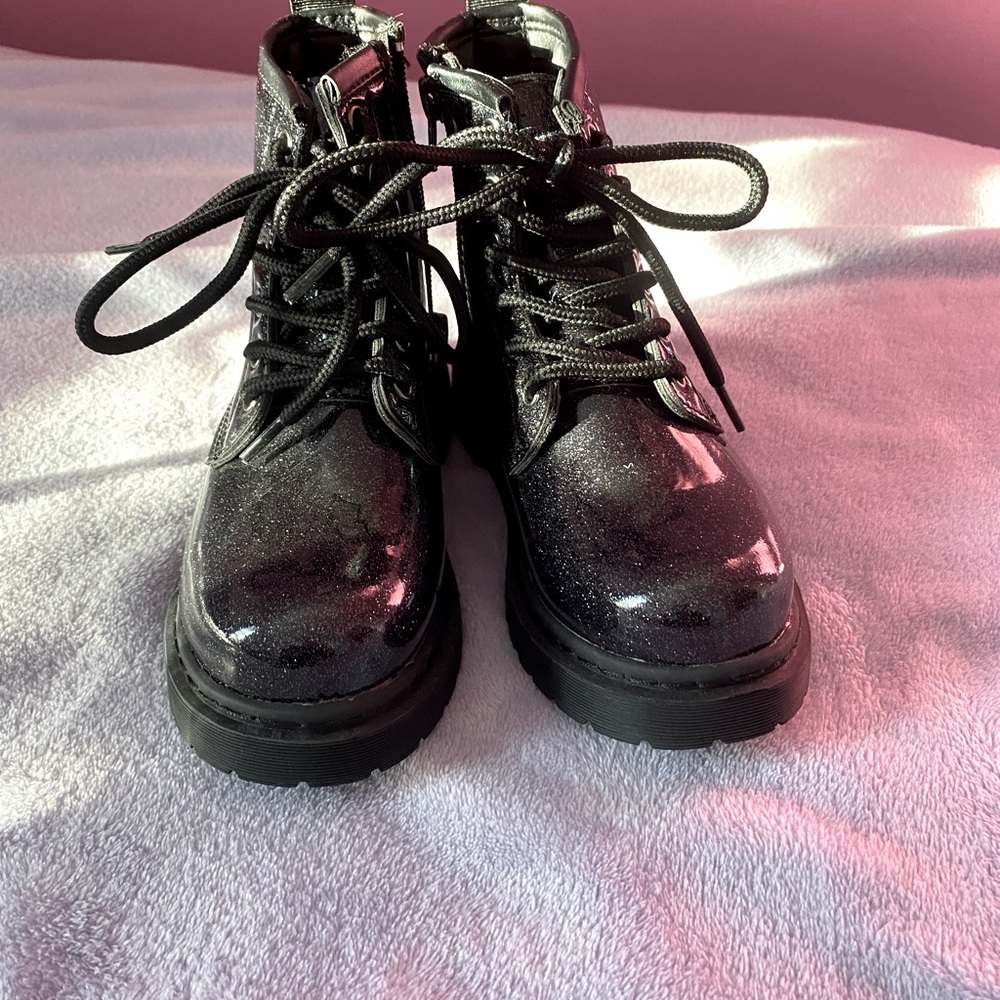 Black Madden Girl sparkle combat boots